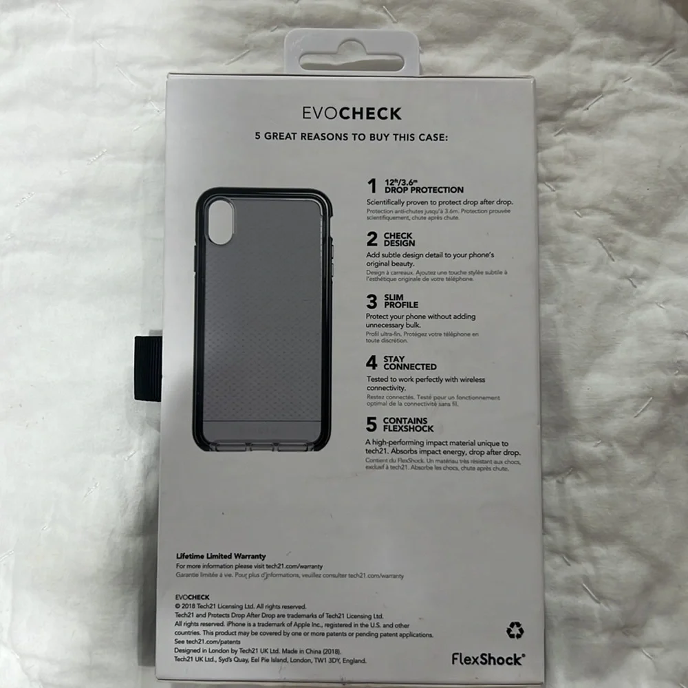Brand New in Box tech21 EvoCheck Clear Black iphone case Xs Max